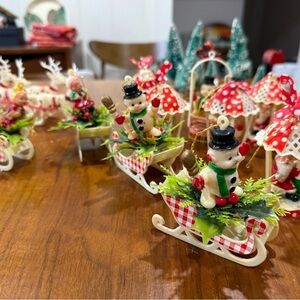 Vintage Sleigh Reindeer and Ornament Set